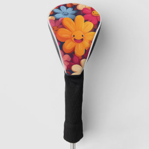 Happy Colorful Flowers Pattern Golf Head Cover