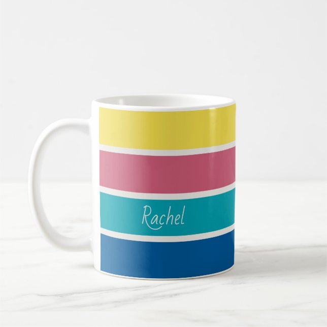 Happy Colour Palette Block Stripe Coffee Mug (Left)