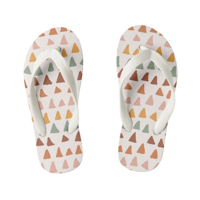 Happy Coloured Triangle Shapes Pattern Slippers Kid's Flip Flops (Footbed)