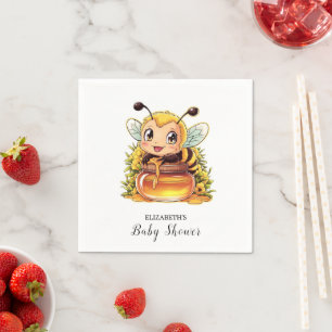 Happy Colourful Bee Baby Shower Napkin