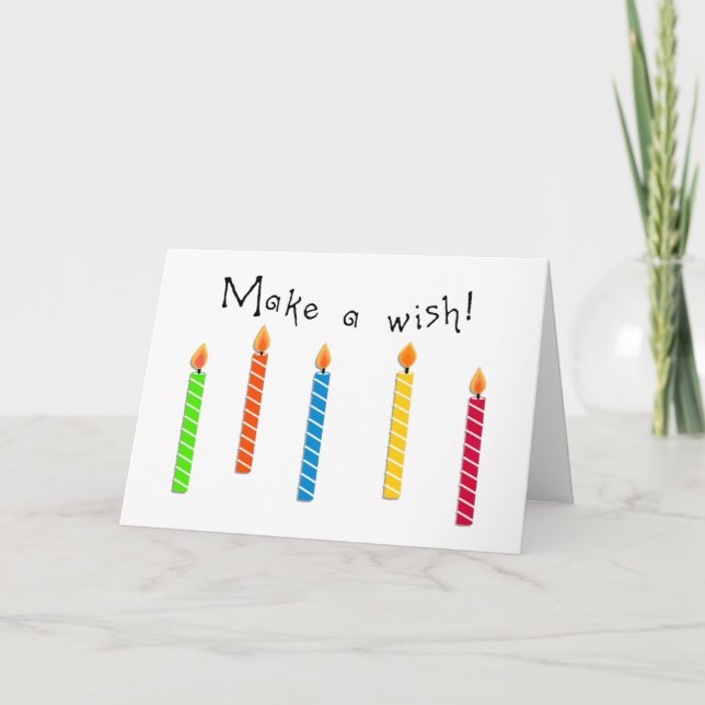 Happy Colourful Candles Birthday Wish Greeting Card (Front)