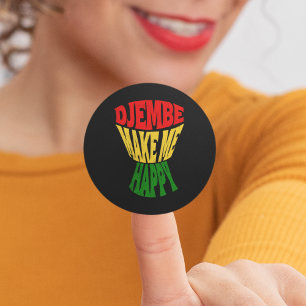 Happy Colourful Djembe Make Me Happy African Drum Classic Round Sticker