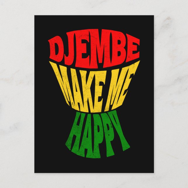Happy Colourful Djembe Make Me Happy African Drum  Postcard (Front)