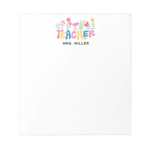 Happy Colourful Flowers Teacher Appreciation Notepad