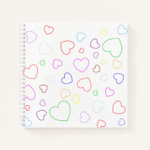 Happy colourful hearts notebook