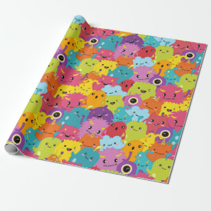 Happy Colourful Monsters Pattern Wrapping Paper