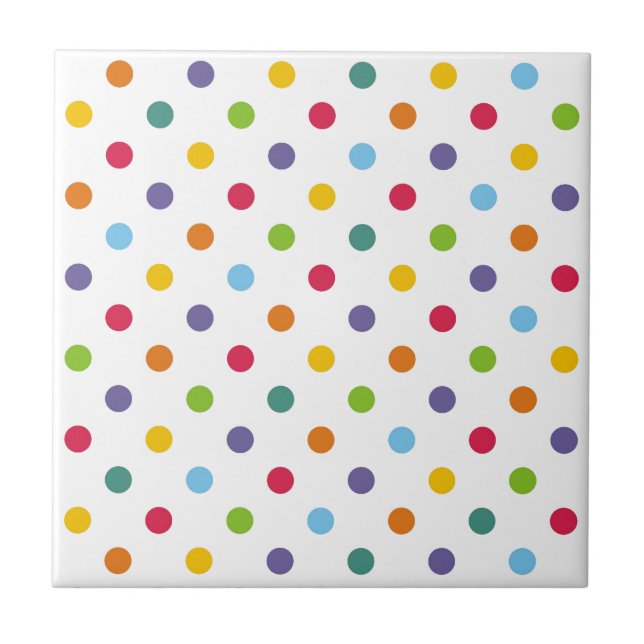 Happy colourful polka dots tile (Front)
