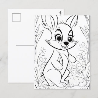 Happy Colouring Page Postcard