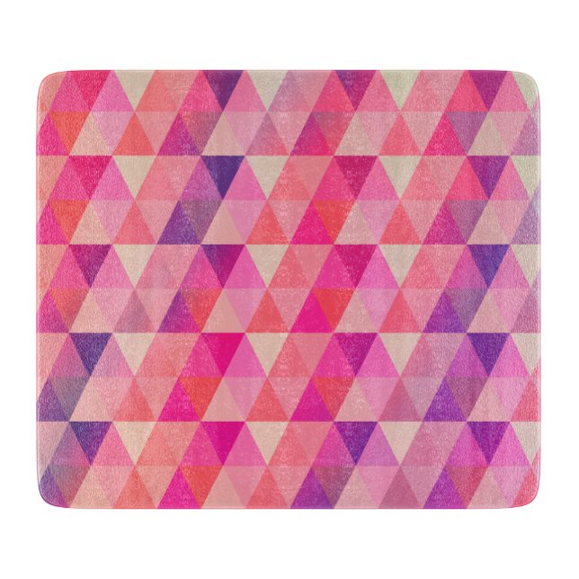 Happy Colours Geometric Triangles Pattern Cutting Board (Front)