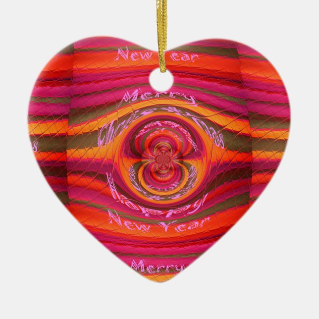 Happy Colours Merry Christmas Happy New Year  Desi Ceramic Tree Decoration (Front)