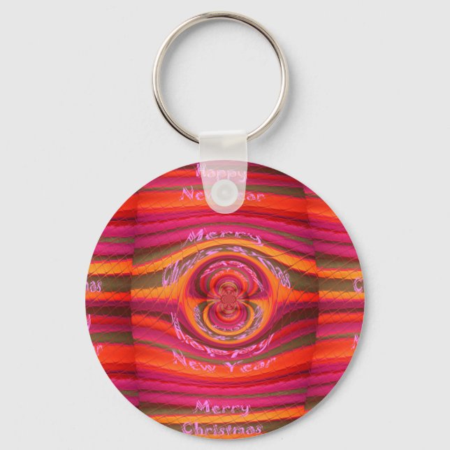 Happy Colours Merry Christmas Happy New Year  Desi Key Ring (Front)
