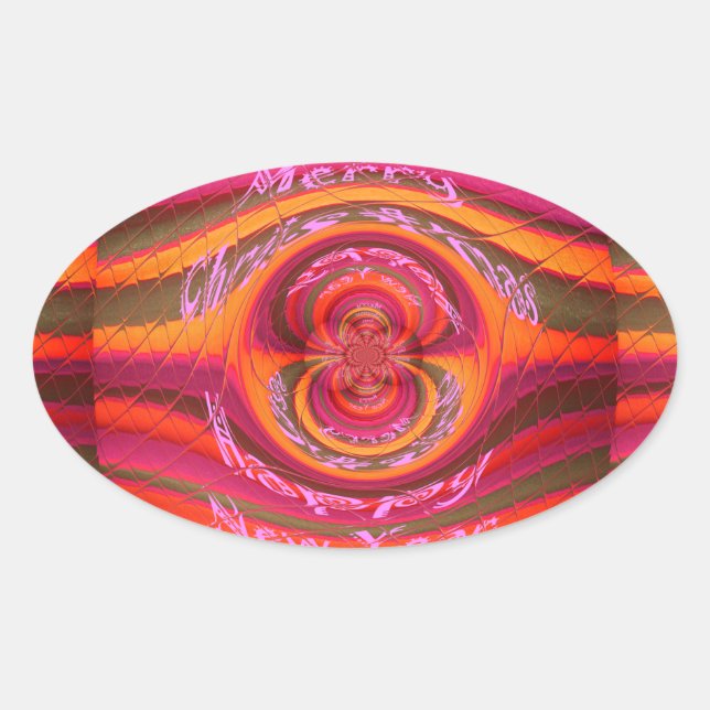 Happy Colours Merry Christmas Happy New Year  Desi Oval Sticker (Front)