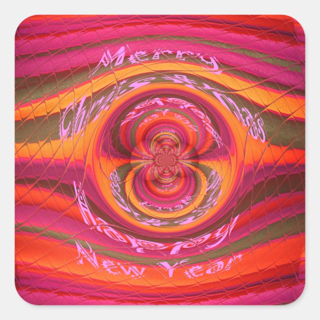 Happy Colours Merry Christmas Happy New Year  Desi Square Sticker (Front)