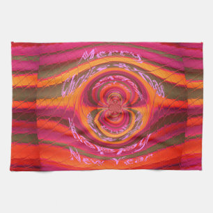 Happy Colours Merry Christmas Happy New Year Desi Tea Towel