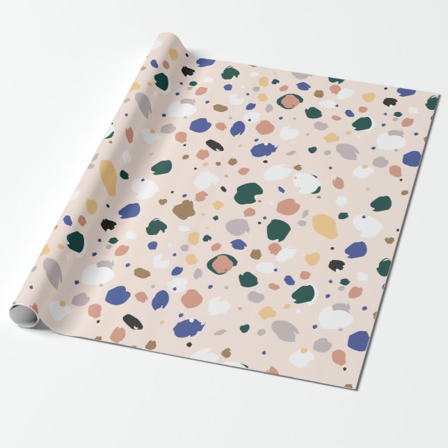 Happy Colours Terrazzo Pattern Wrapping Paper (Unrolled)