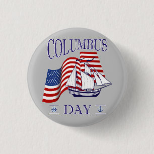 Happy Columbus Day 3 Cm Round Badge