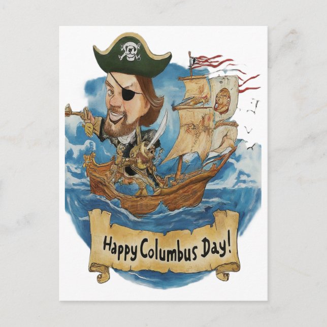 Happy Columbus Day Invitation Postcard (Front)