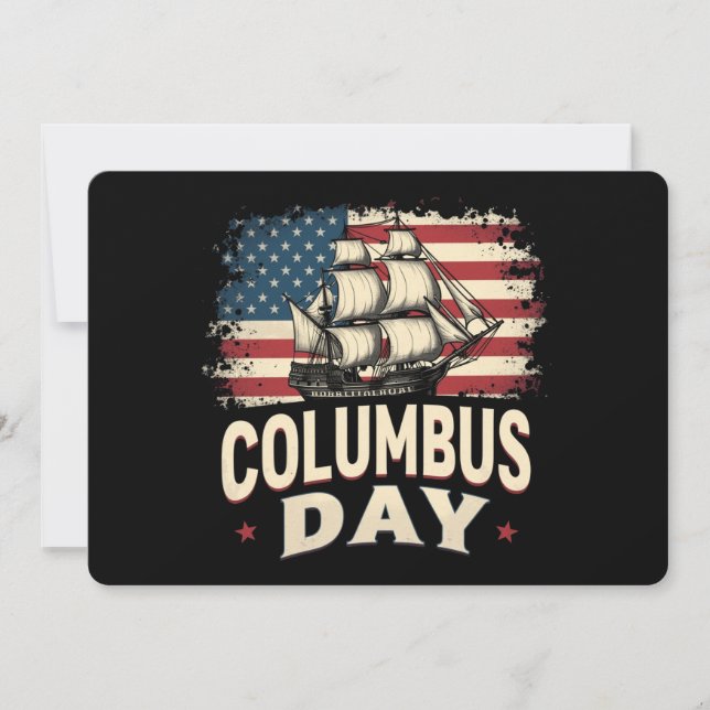 Happy Columbus Day of Exploration and Reflection Invitation (Front)