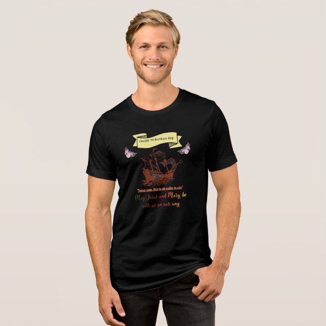 Happy Columbus Day Tri-Blend T-Shirt  Shirt (Front Full)