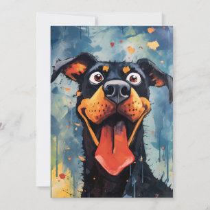 Happy Comical Dobermann Dog Holiday Card