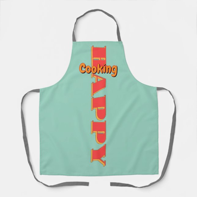 Happy Cooking Aqua        Apron (Front)