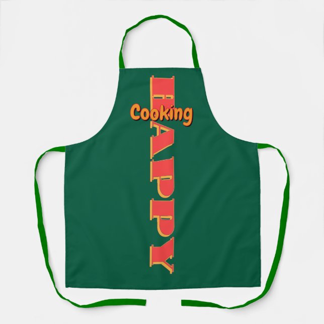Happy Cooking Green    Apron (Front)