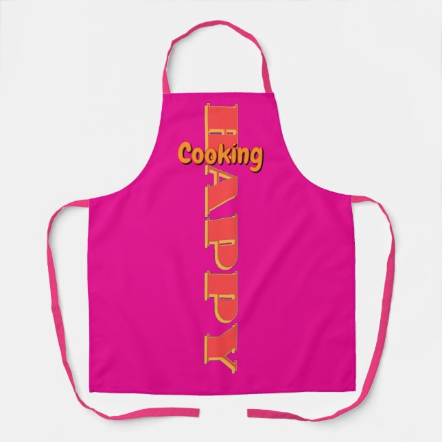 Happy Cooking Hot Pink      Apron (Front)