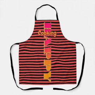 Happy Cooking Red Black Horizontal Stripe Apron