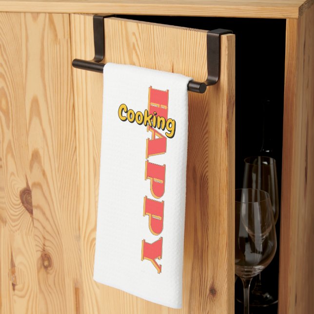 Happy Cooking White     Tea Towel (Thirds Fold)