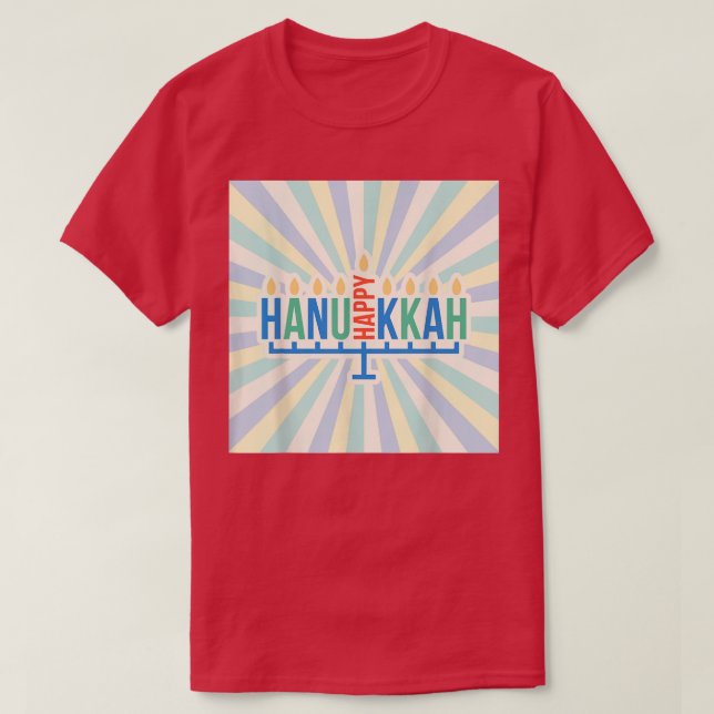 Happy cool Hanukkah Chanukah Minorah design  T-Shirt (Design Front)