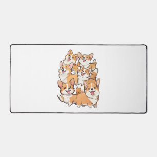happy Corgi dogs Desk Mat