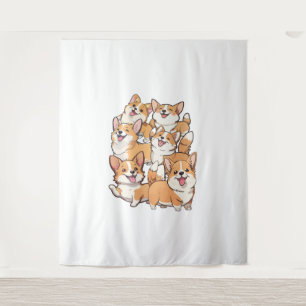 happy Corgi dogs Tapestry