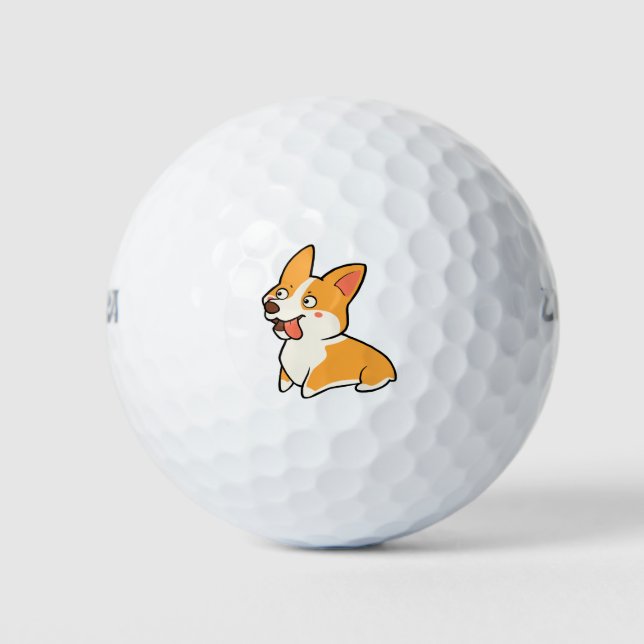 Happy Corgi Golf Balls (Front)