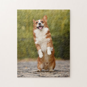 Happy Corgi Puppy Standing Photo Jigsaw Puzzle