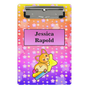 Happy Corgi with Beautiful Pastel Stars Mini Clipboard