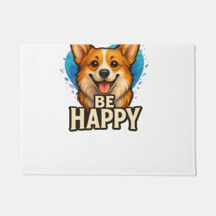 Happy Corgi with Colourful Heart- Dog lover design Doormat