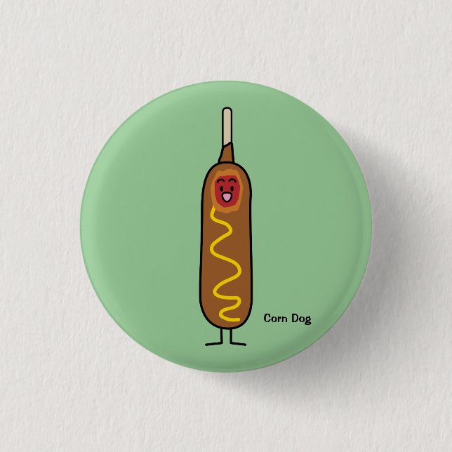 Happy Corn Dog 3 Cm Round Badge (Front)