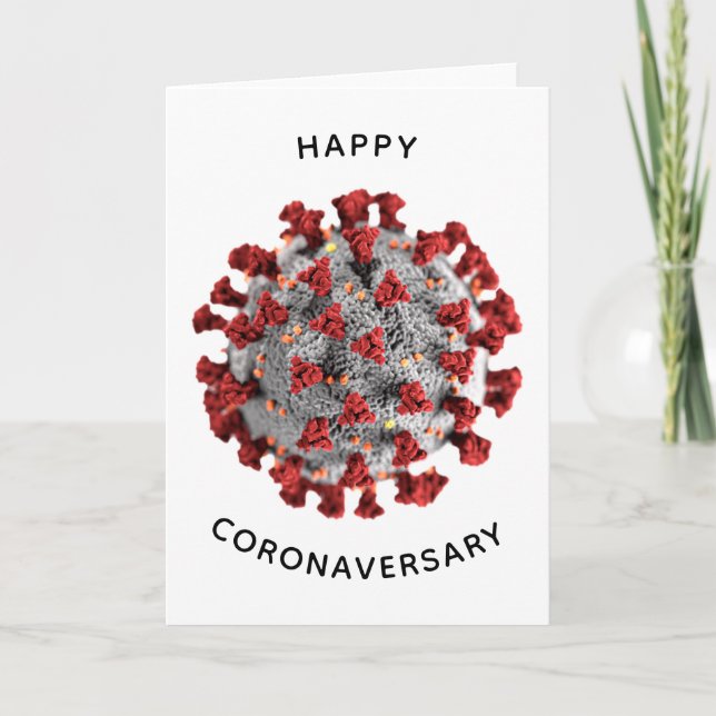 Happy coronaversary covid virus card photo  (Front)