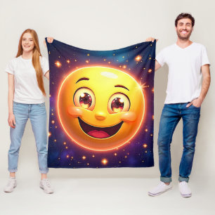 Happy Cosmic Eyes Emoji Fleece Blanket