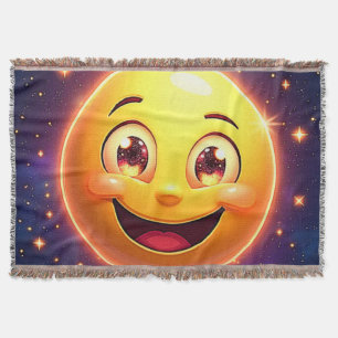 Happy Cosmic Eyes Emoji Throw Blanket