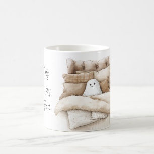Happy Cosy Ghost Bed Halloween Coffee Mug