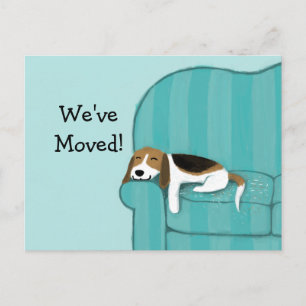 Happy Couch Beagle Cute Dog Announcement Reminder Postcard