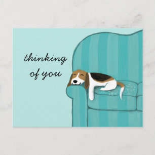 Happy Couch Beagle   Cute Dog Custom Postcard