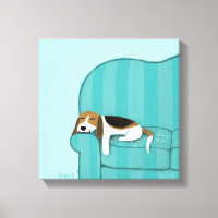 Happy Couch Beagle | Cute Sleeping Dog | Pet Art