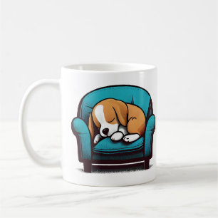 Happy Couch Beagle   Cute Sleeping Dog   Pet Art  Coffee Mug