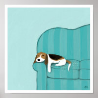 Happy Couch Beagle | Cute Sleeping Dog | Pet Art