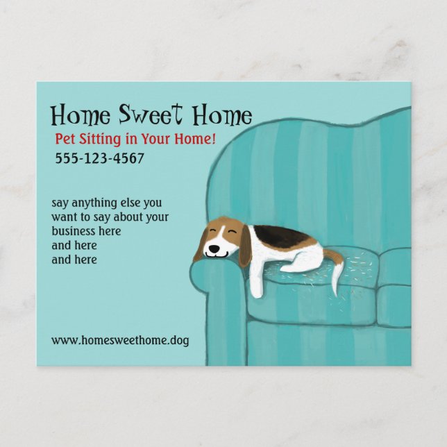 Happy Couch Dog | Cute Sleeping Beagle Custom Pet Postcard (Front)