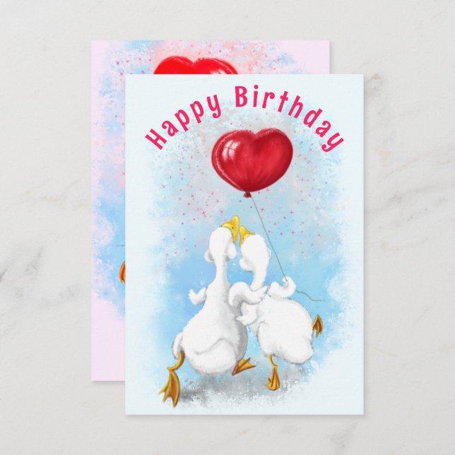 Happy Couple Duck Funny Birthday Card (Front/Back)