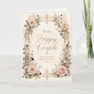 Happy Couple Elegant Floral Wedding Card