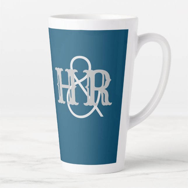 Happy Couple Joint Initials on a Latte Mug (Right)